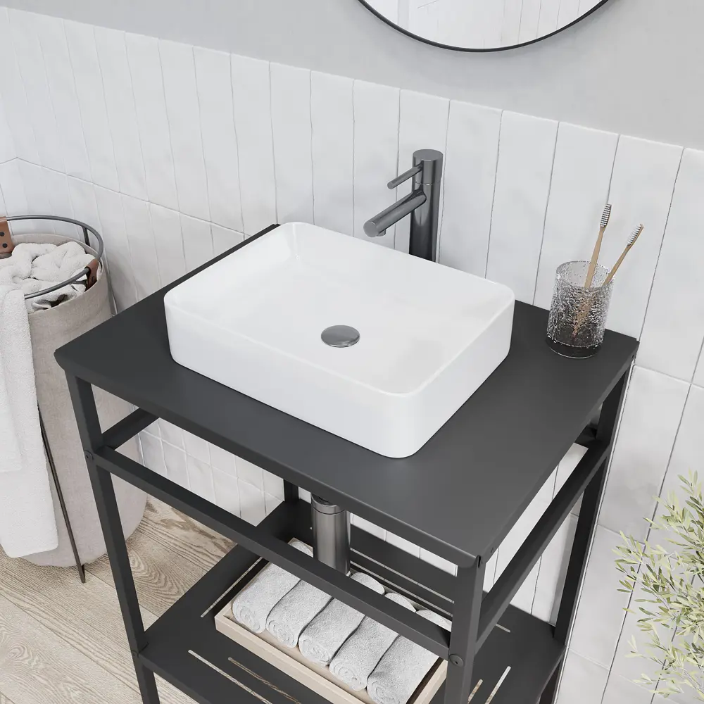 Столешница KONSENSA Бруклин для ванной 56×44 см - матовая сталь 89375187 STLM-1467695 - Вид №3