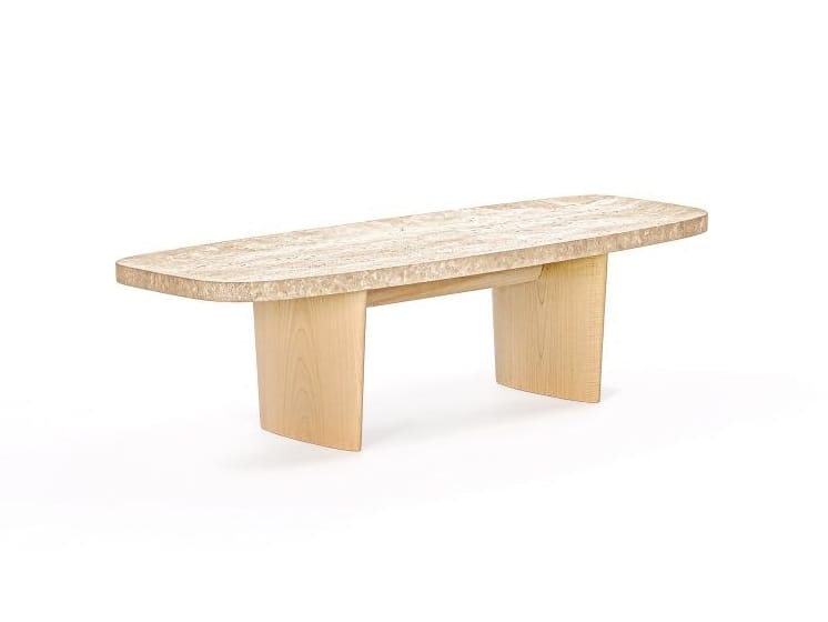 Журнальный столик из травертина и дерева Classicon Matéria ARCH-00134511 - Вид №1