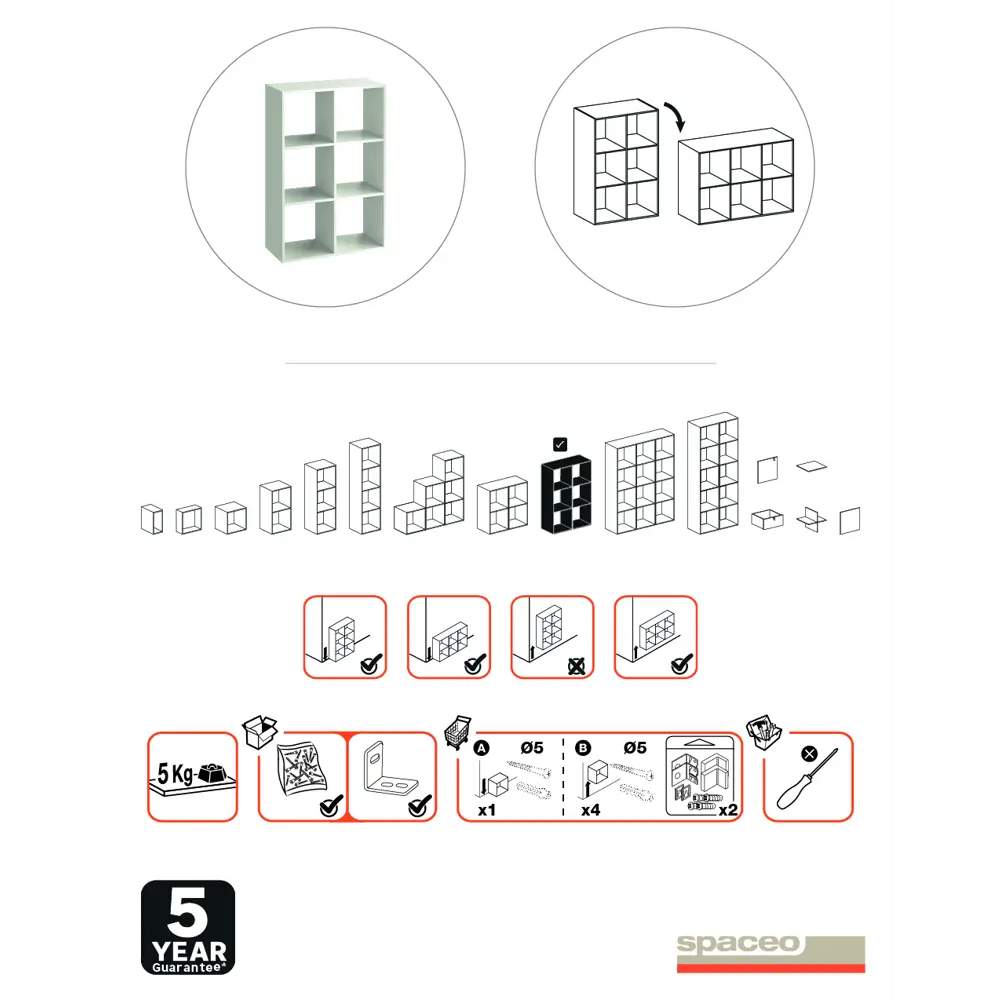 SPACEO Стеллаж «Куб» — модульная система хранения на 6 секций 82731914 STLM-0034905 - Вид №3