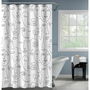 SWENSA Persons - Штора для ванной 200×180 см в стильном бело-черном дизайне 89379301