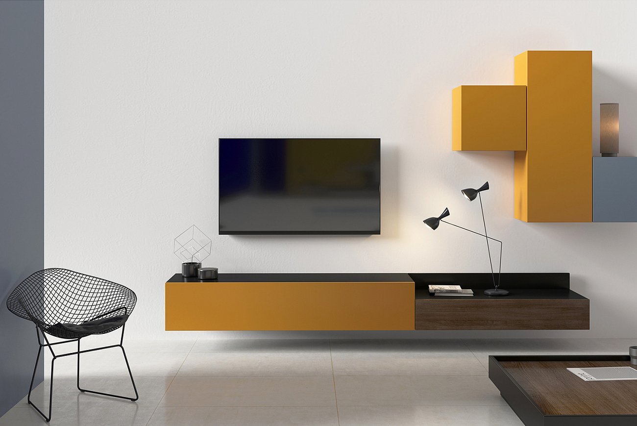 Тумба под телевизор с ящиками оранжевая Under BRAGIN DESIGN  00-3879365 Оранжевый  - Вид №1