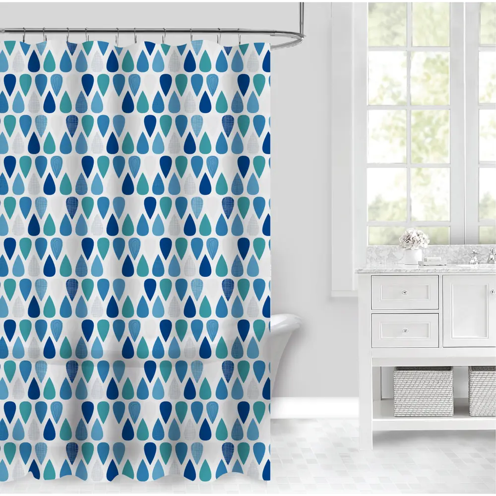 Штора для душа Swensa Blob 180x180 см PEVA цвет бело-синий STLM-2121656