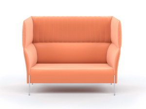 2-местный кожаный диван с высокой спинкой