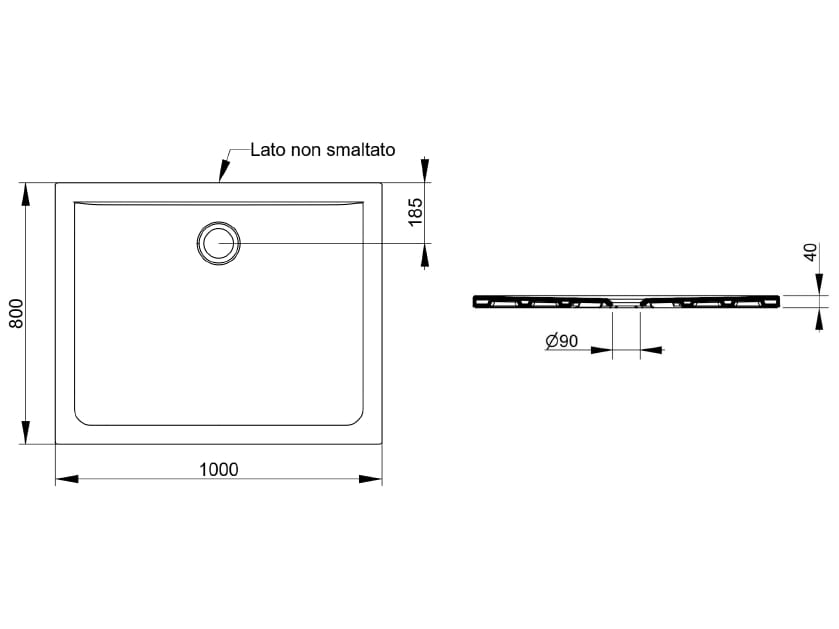 Керамический нескользящий прямоугольный поддон для душа Ceramica Dolomite SQUASH ARCH-00046905 - Вид №14