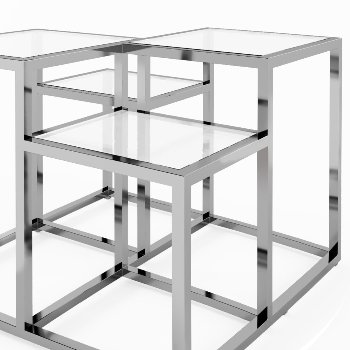 Кофейный столик со стеклянной столешницей 65х65 хром Astoria DELIGHT COLLECTION  00-3882221 Прозрачный;хром  - Вид №1