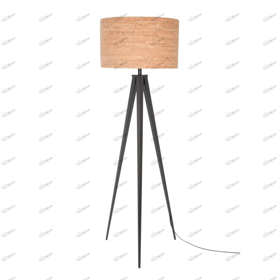 Лампа напольная Tripod Cork, бежевая с черными ножками Zuiver 5100050