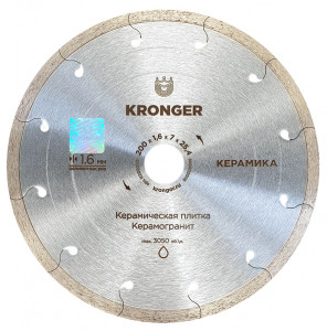90055678 Алмазный диск по керамограниту 200x1.6x7x25.4 Керамика STLM-0096172 KRONGER