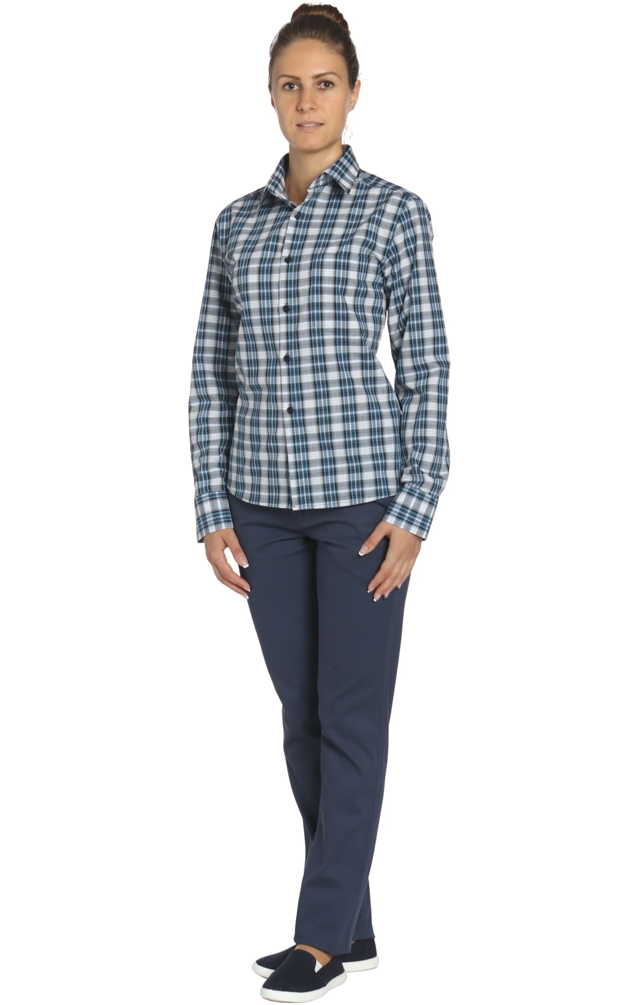 67810 Рубашка в клетку plaid blue (шотландка синяя) HIPSTER  Толстовки, рубашки, футболки, тенниски  размер 54 (108)  - Вид №4