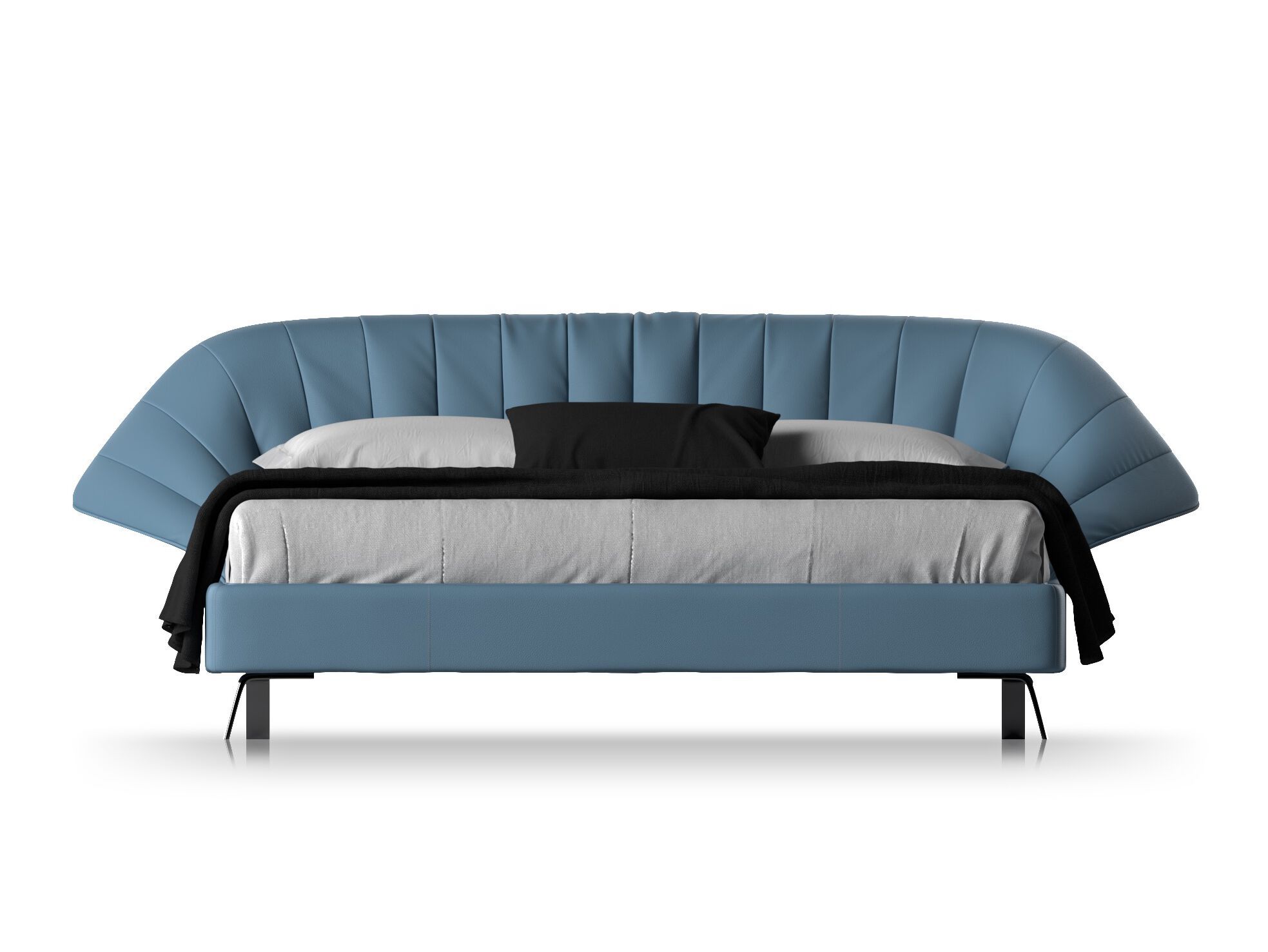 Двуспальная кровать-контейнер с мягким изголовьем Natuzzi Italia CALA ARCH-00076169