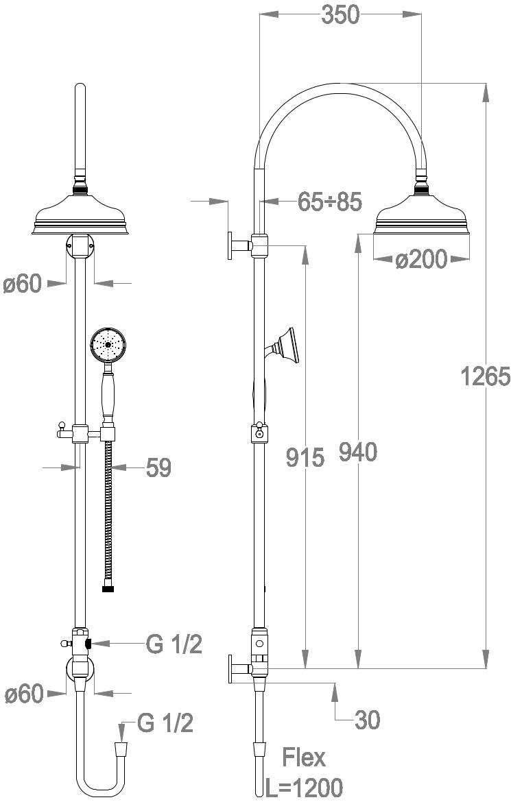 Fir Italia Настенная душевая стойка с ручным душем Colonne doccia 1455243 - Вид №1