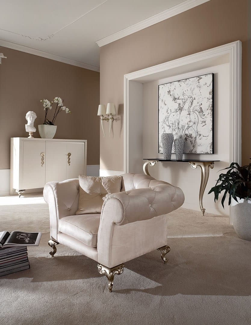 Кресло capitonné из нубука с подлокотниками Cantori ARCH-00094731 - Вид №1