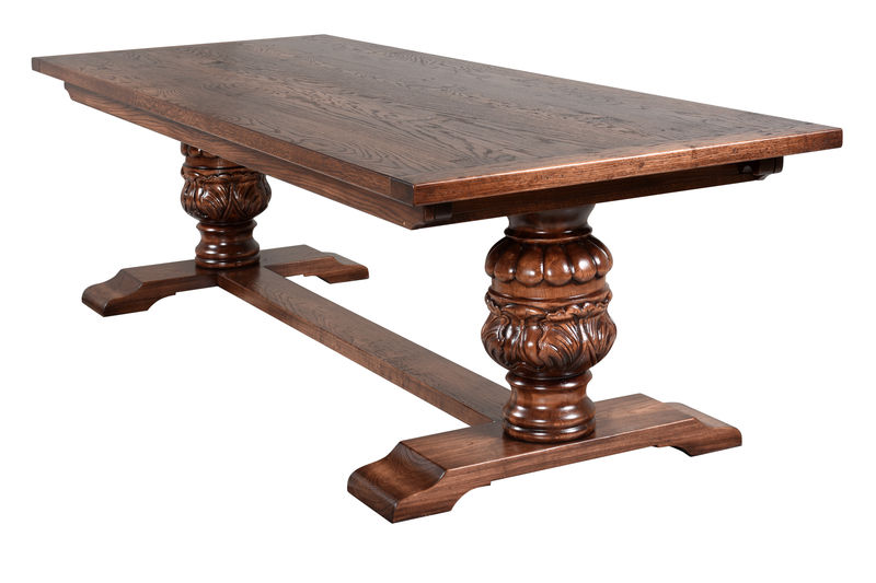 HT129 Стол Jacobean с выпуклыми ножками и двумя торцевыми листами ijlbrown  - Вид №1