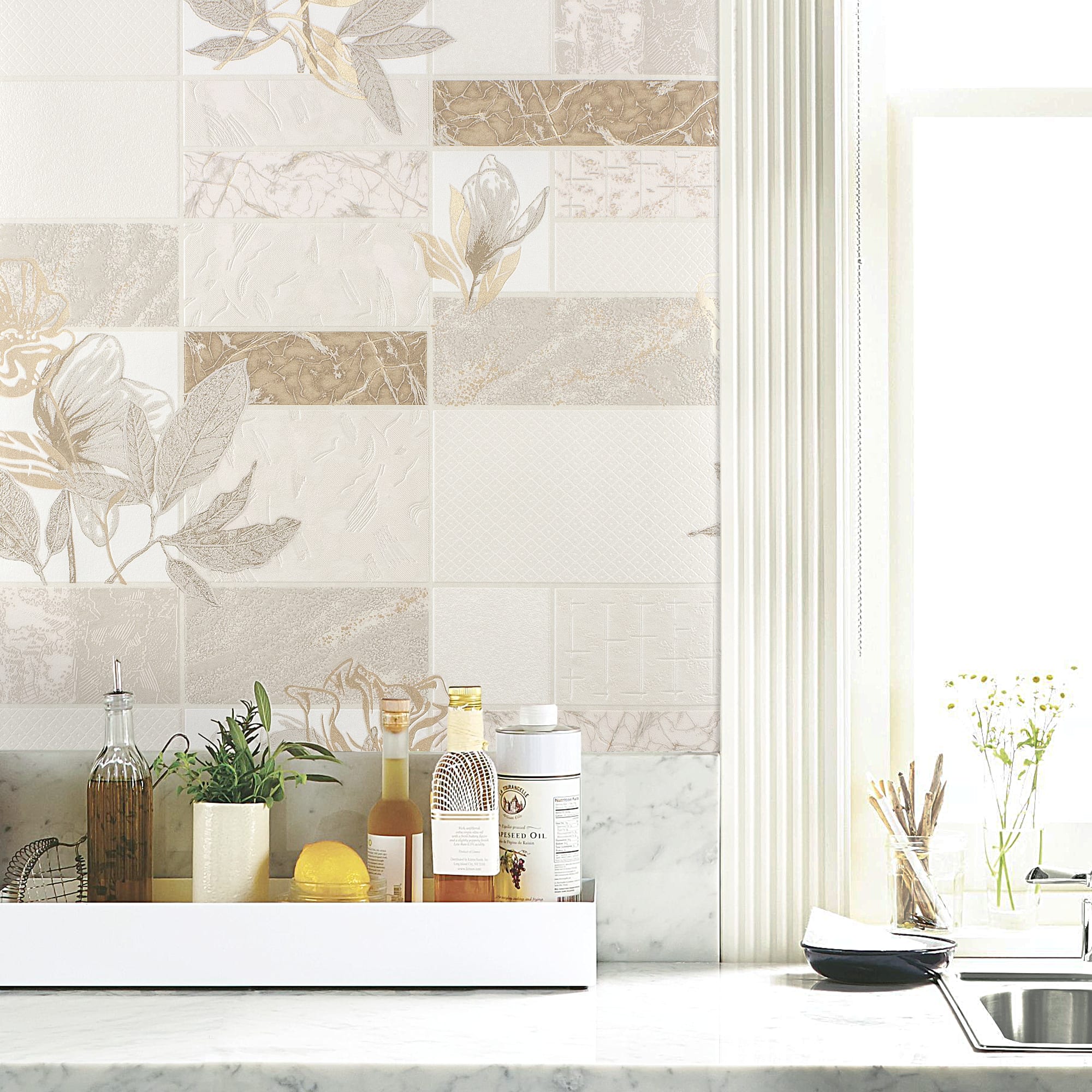 82938364 Обои виниловые бежевые 0.53 м 0222-1 Марморика Santreyd  - Вид №2