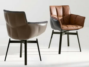 B&B Italia Кожаное кресло с подлокотниками Husk