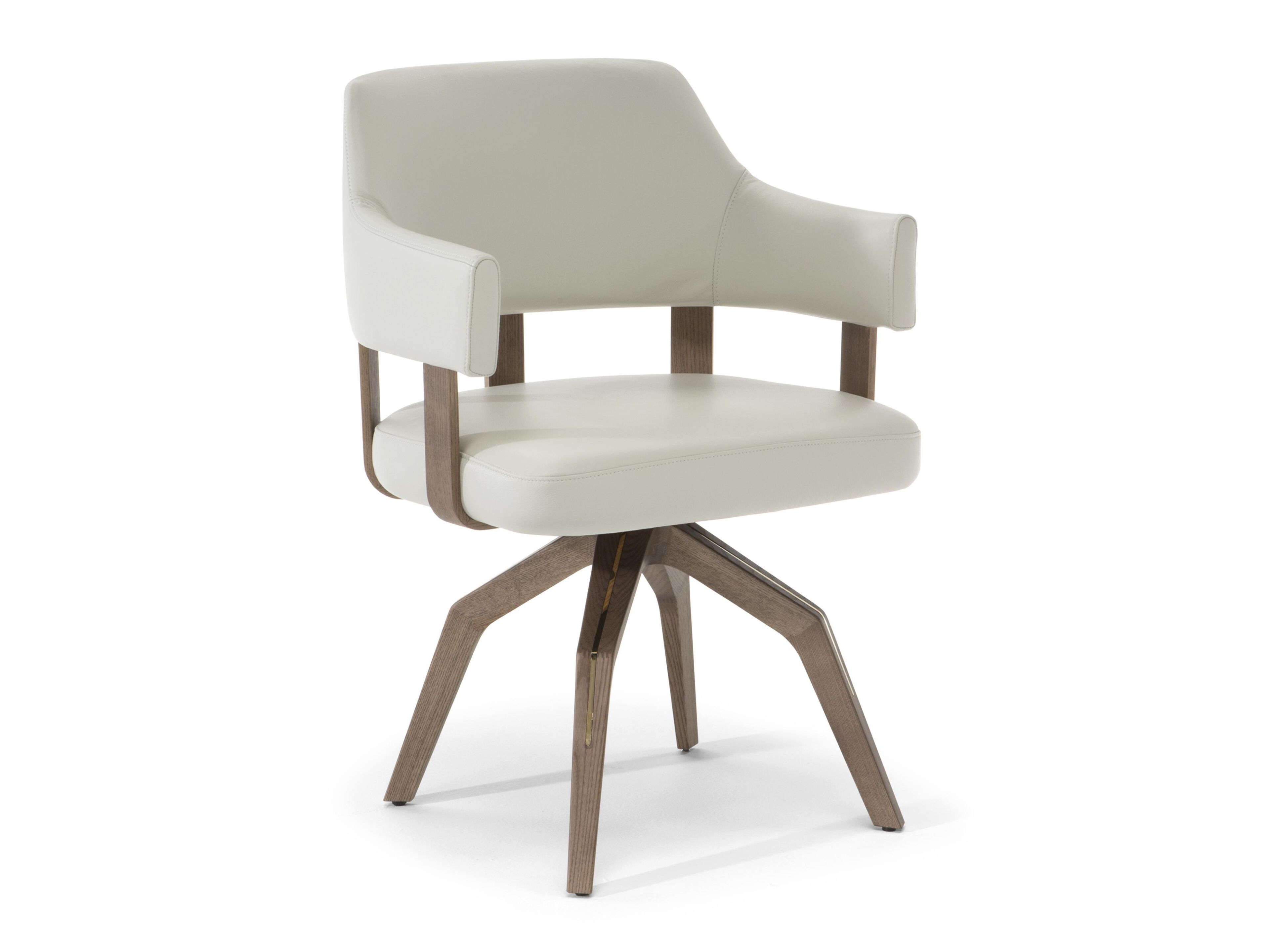 Кожаный поворотный стул с подлокотниками Natuzzi Italia VALLE ARCH-00046895