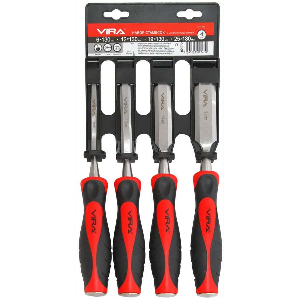 Набор стамесок VIRA 811044 4 шт. 140 мм - профессиональный инструмент для столярных работ 89402976 STLM-1456478 - Вид №2