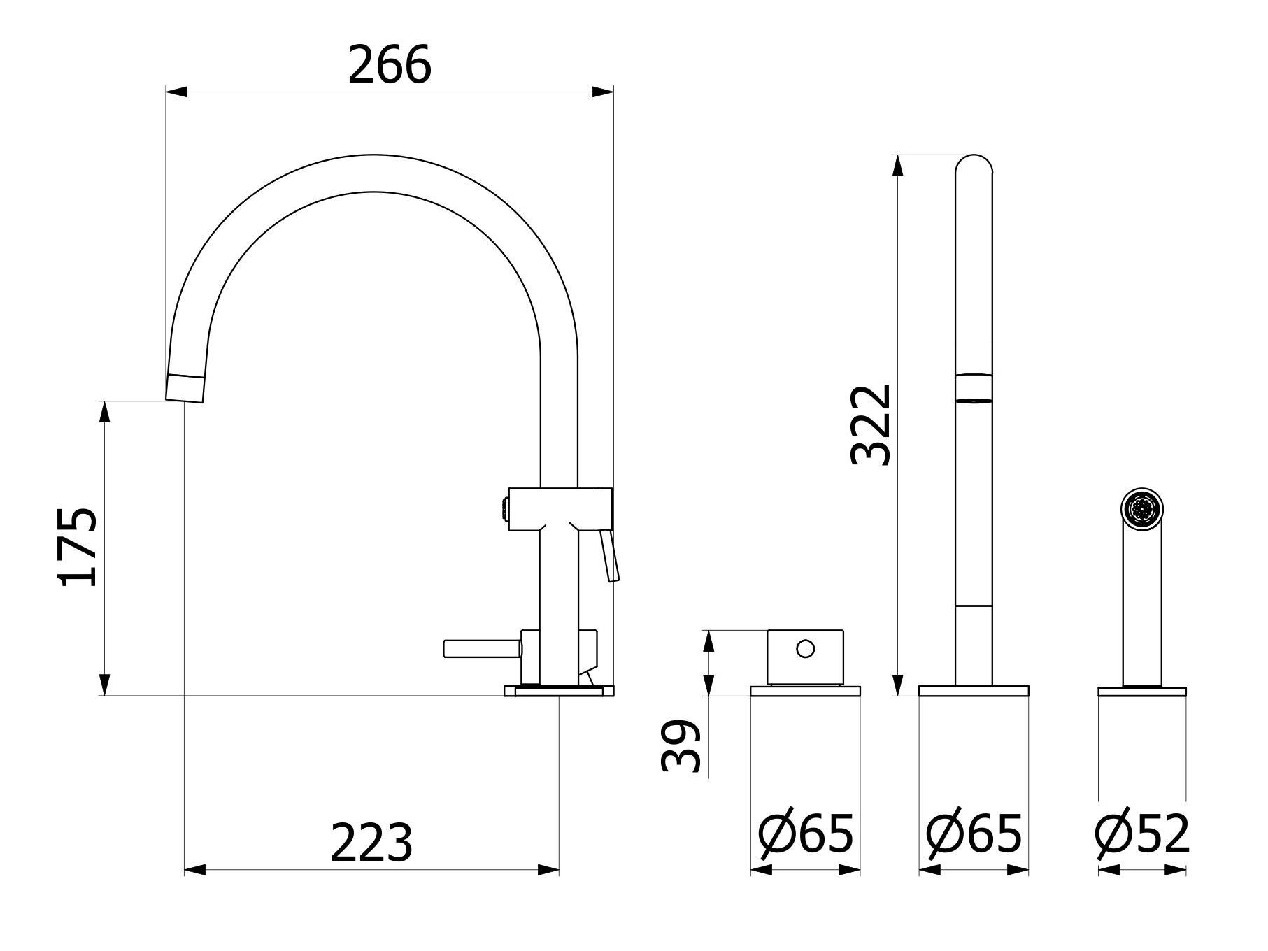 Смеситель для кухни с одной ручкой и 3 отверстиями из нержавеющей стали IB сталь ARCH-00117144 - Вид №2