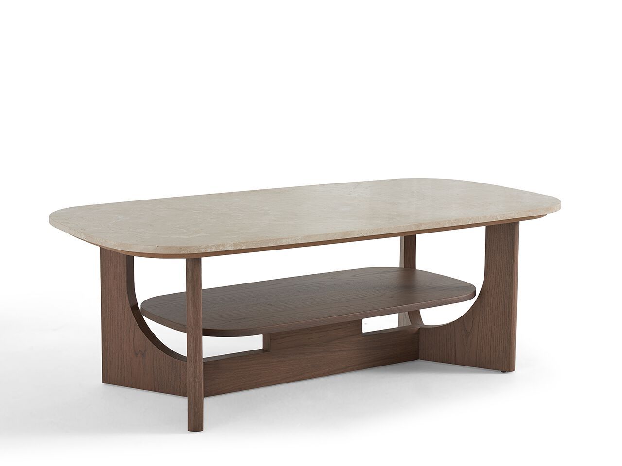 Деревянный прямоугольный журнальный столик с травертиновой столешницей NDESIGN Ezora ARCH-00102311 - Вид №3