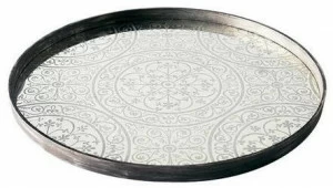 Ethnicraft Круглый поднос из дерева и стекла Classic 20310