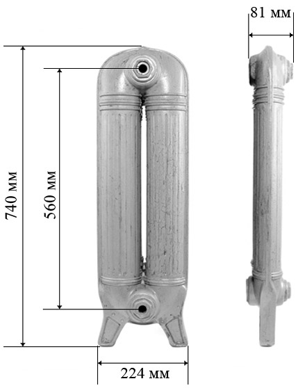 Чугунный радиатор RETROstyle Preston 560 14 секций 7077 - Вид №2