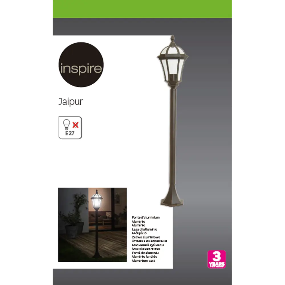 Столб уличный Jaipur Е27 100 Вт 111.2 см цвет черный 13177500 STLM-2162594 INSPIRE  - Вид №2