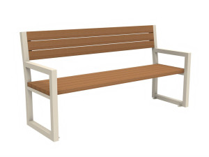 Стальная и деревянная скамья со спинкой