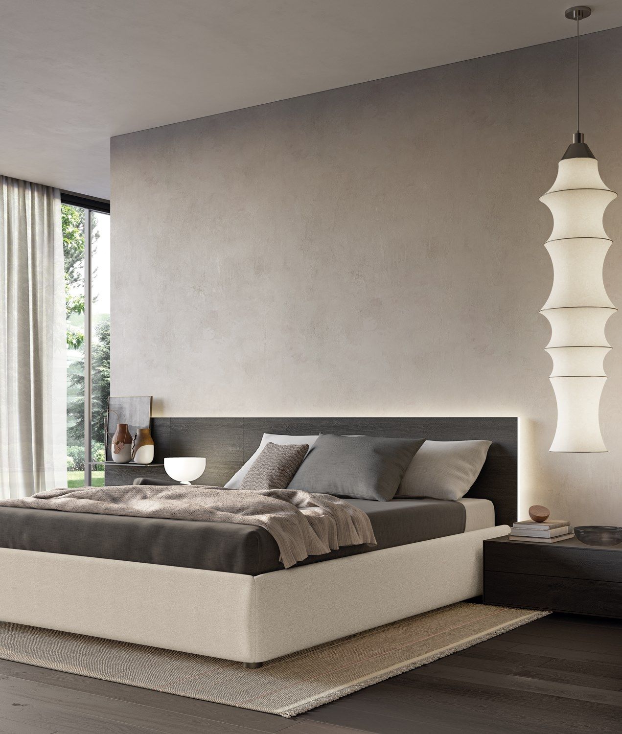 Деревянное изголовье со встроенными тумбочками для двуспальной кровати Dall'Agnese Square ARCH-00029804 - Вид №1