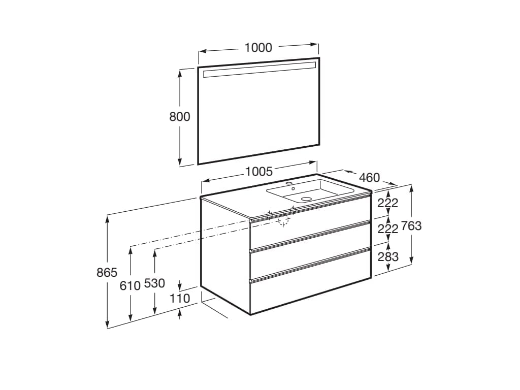 Деревянный умывальник с зеркалом и встроенной раковиной Roca UNIK A8515 / A8518 ARCH-00035896 - Вид №107