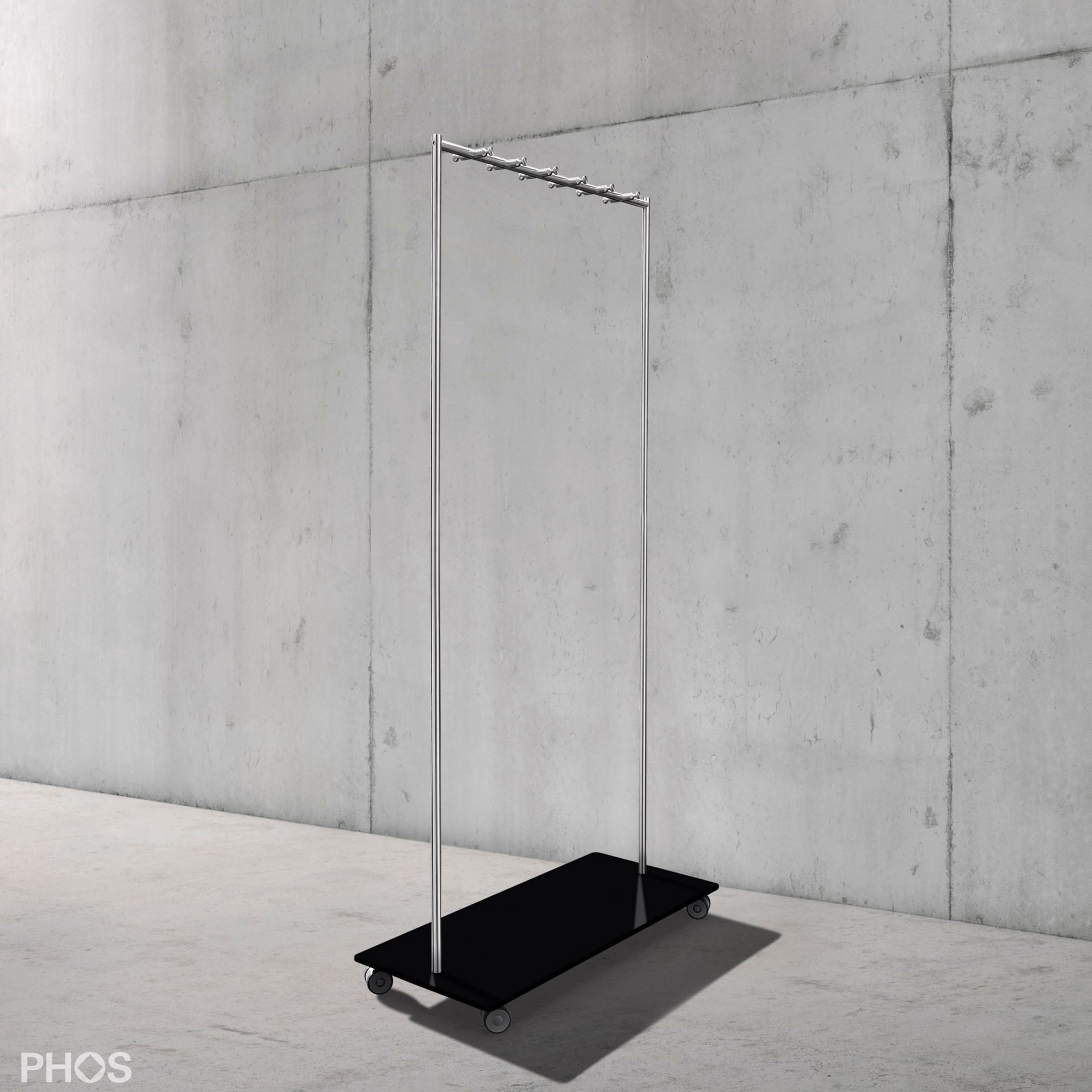 GW2-BPS Гардеробная тележка Twin Pur с 12 крючками для одежды, основание: черное. PHOS 