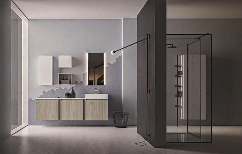 Cerasa Подвесная тумба под умывальник из меламина со шкафом Segno sun-id-1387971 - Вид №4