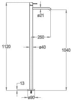 Fir Italia Смеситель для умывальника, однорычажный, напольный Cleosteel 48 4813008 - Вид №2