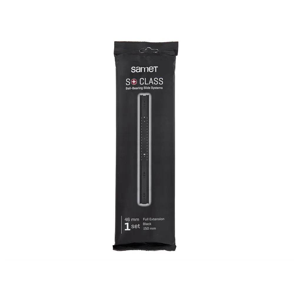 Комплект шариковых направляющих Samet 250 мм, без доводчика, сталь, цвет черный STLM-2138018 - Вид №2
