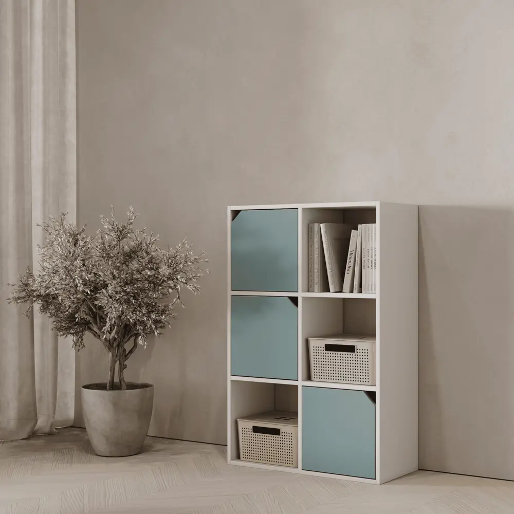 Стеллаж KONSENSA Руан 6 секций 70x104x31.7 см ЛДСП цвет белый STLM-2037237 - Вид №12