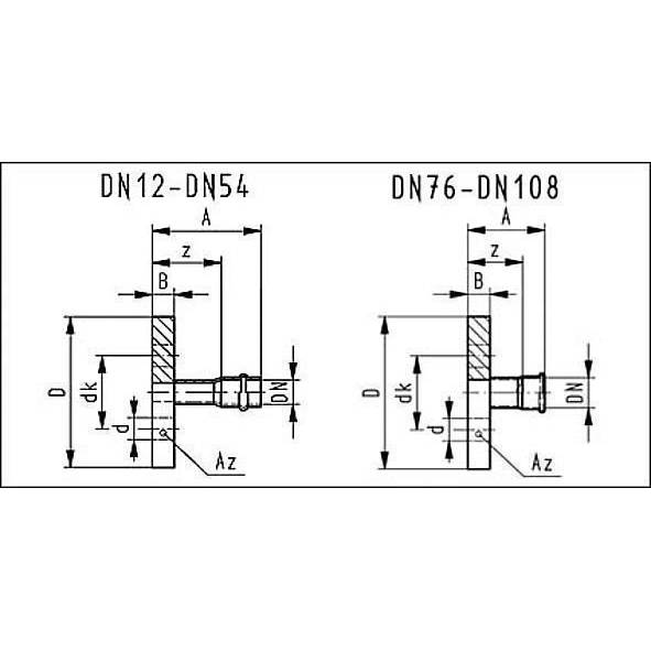 617VAPF54 SANHA 17-VA-PF пресс-фланец для газа, нержавеющая сталь DN 50 / 54 mm мм  - Вид №1