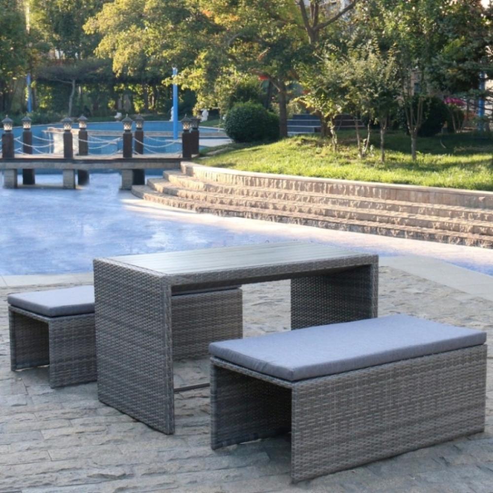 Диван-трансформер из искусственного ротанга серый Afina AFINA  00-3957586 Серый  - Вид №1