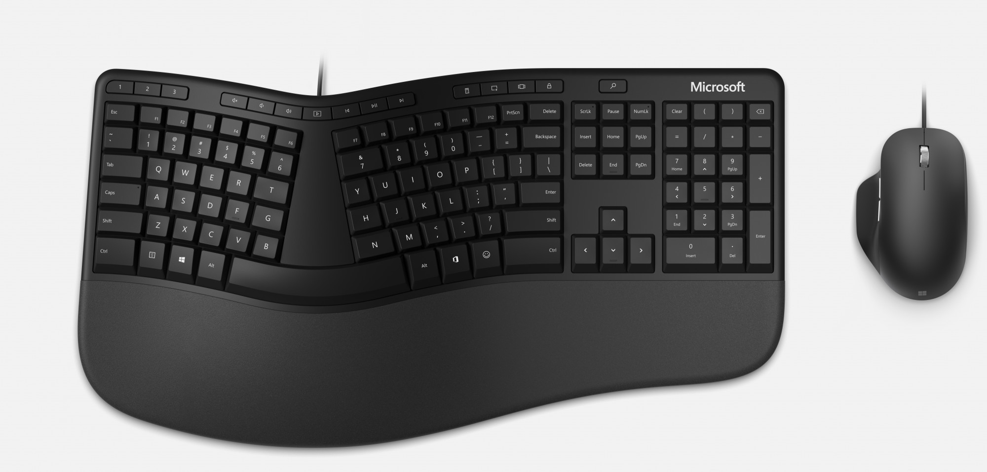RJY-00011 wired ergonomic keyboard & ergonomic mouse, black for bsnss Microsoft Santreyd 