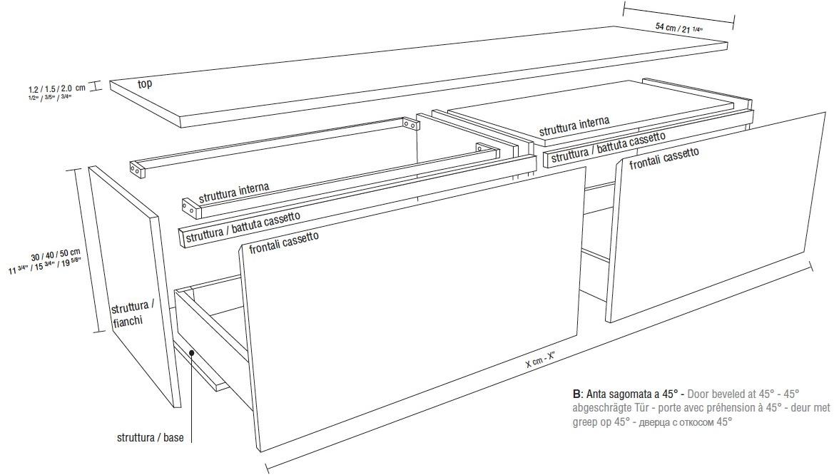 RIFRA Низкая подвесная тумба для ванной из орехового дерева Zero bagno sun-id-1388584 - Вид №3