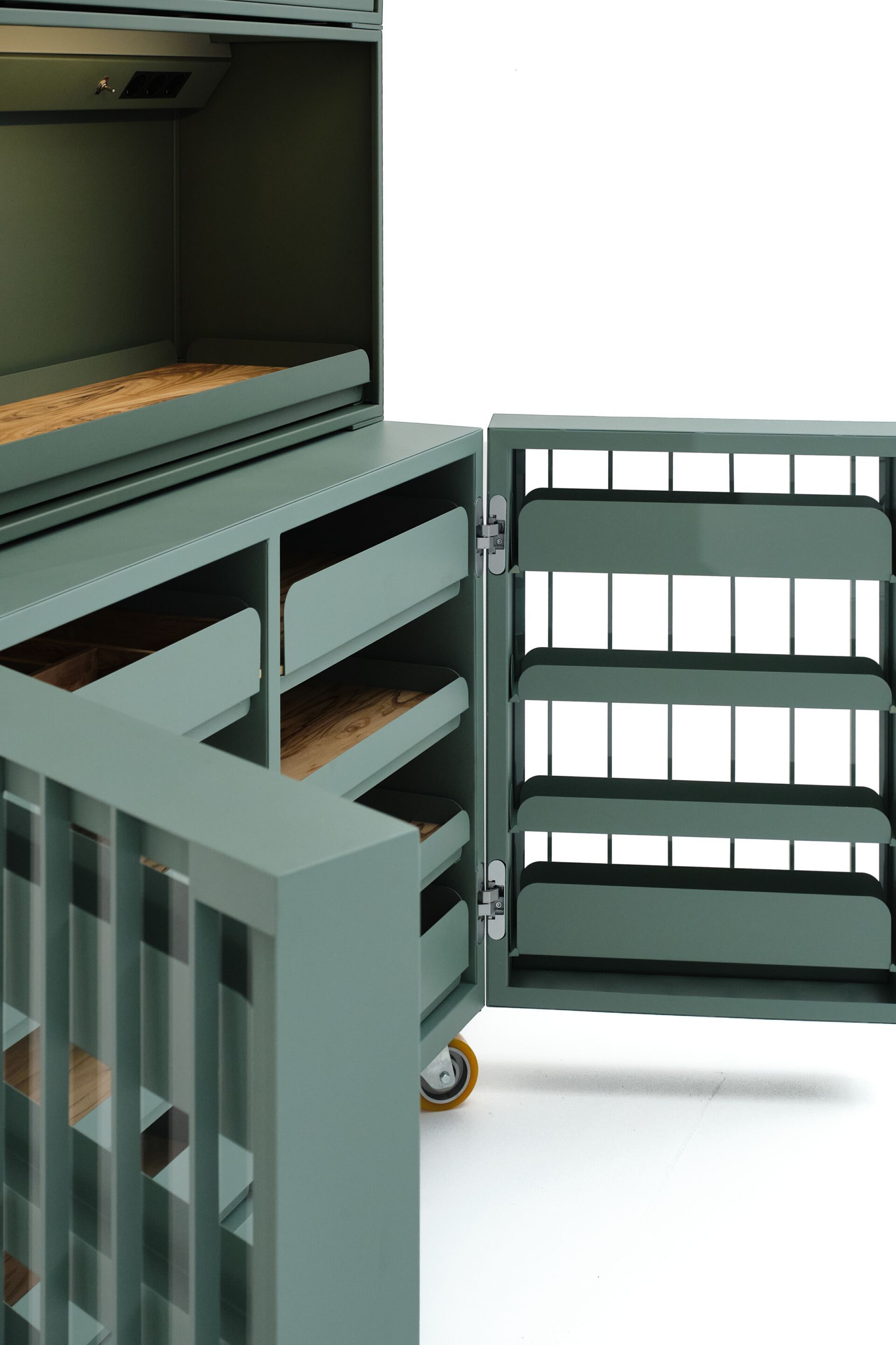 Модульный шкаф из окрашенной стали и оливкового дерева Officine Tamborrino MEMÈ ARCH-00114854 - Вид №3