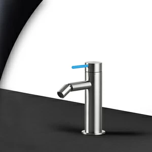 Смеситель для биде сталь матовая с синей ручкой Toki Radomonte TKI4SCIL16