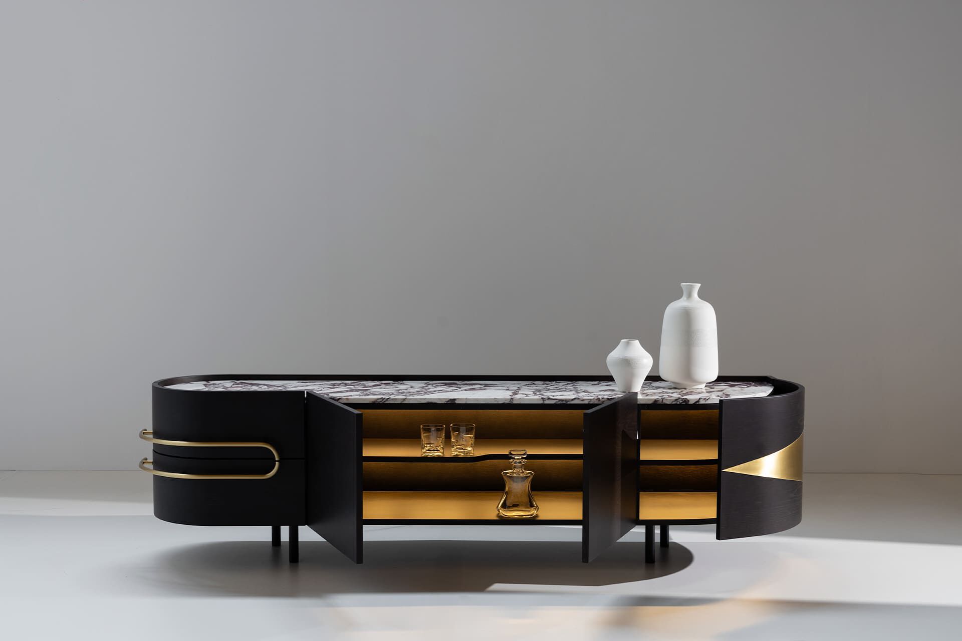 Мраморный шкаф Calacatta со встроенным освещением Greenapple Olival ARCH-00011359 - Вид №2