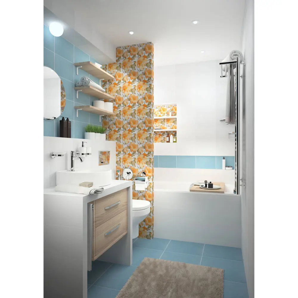 Плитка напольная «Эквилибрио» 40х40 см 1.76 м2 цвет голубой Керамин STLM-2178080 - Вид №3