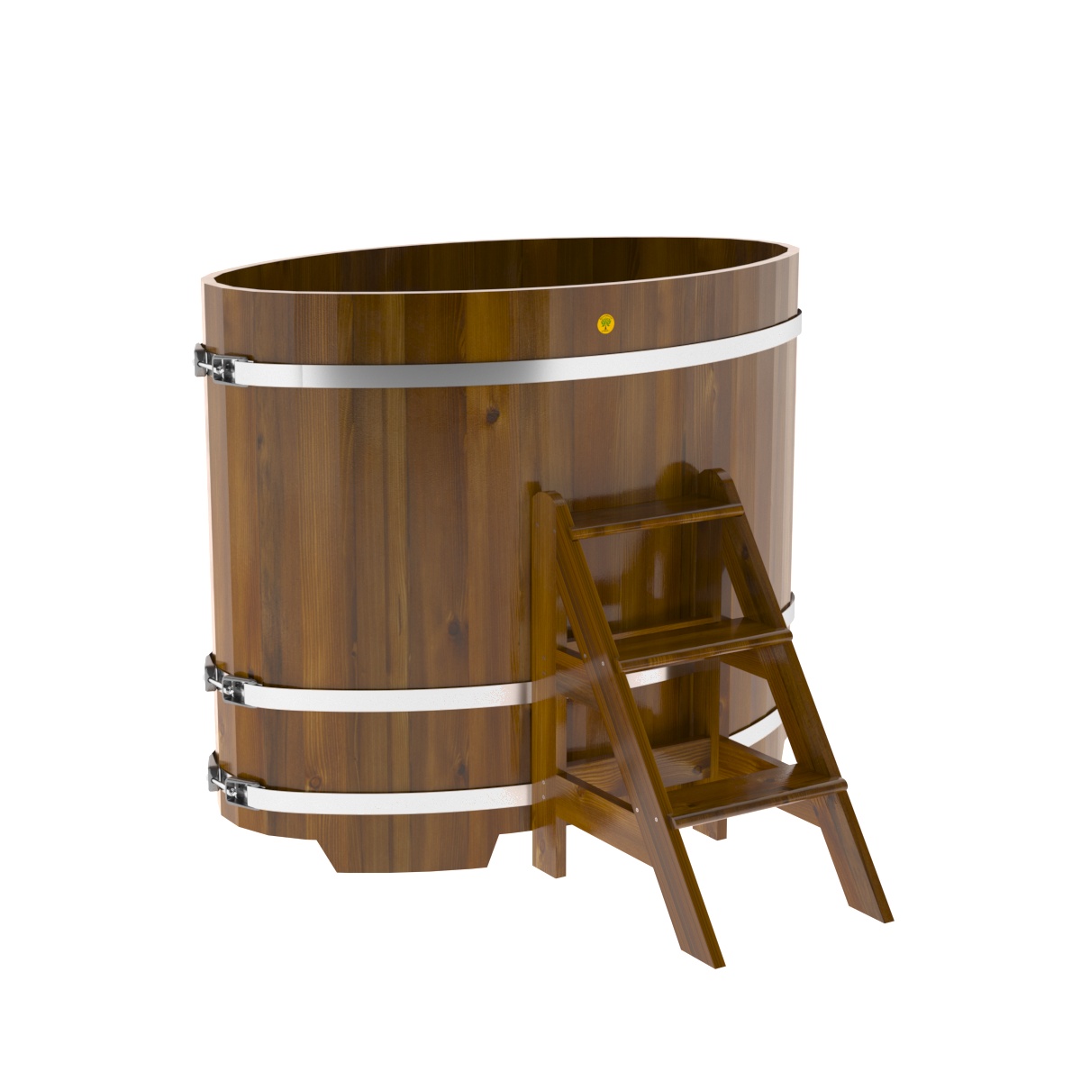 2267 Купель овальная из лиственницы Рустик 0,80х1,42х1,2 морёная Alyarus  - Вид №1