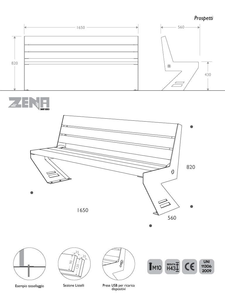 Деревянная скамья со встроенным освещением EUROCOMITALIA ZENA SMART ARCH-00062050 - Вид №4