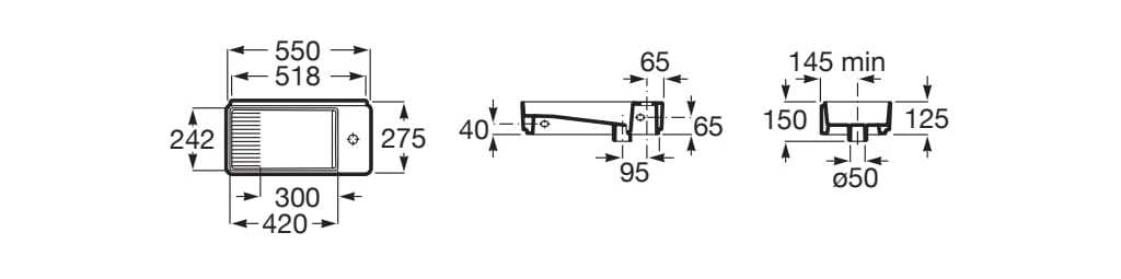 Фарфоровая прямоугольная ручная мойка Roca ARCH-00064710 - Вид №2