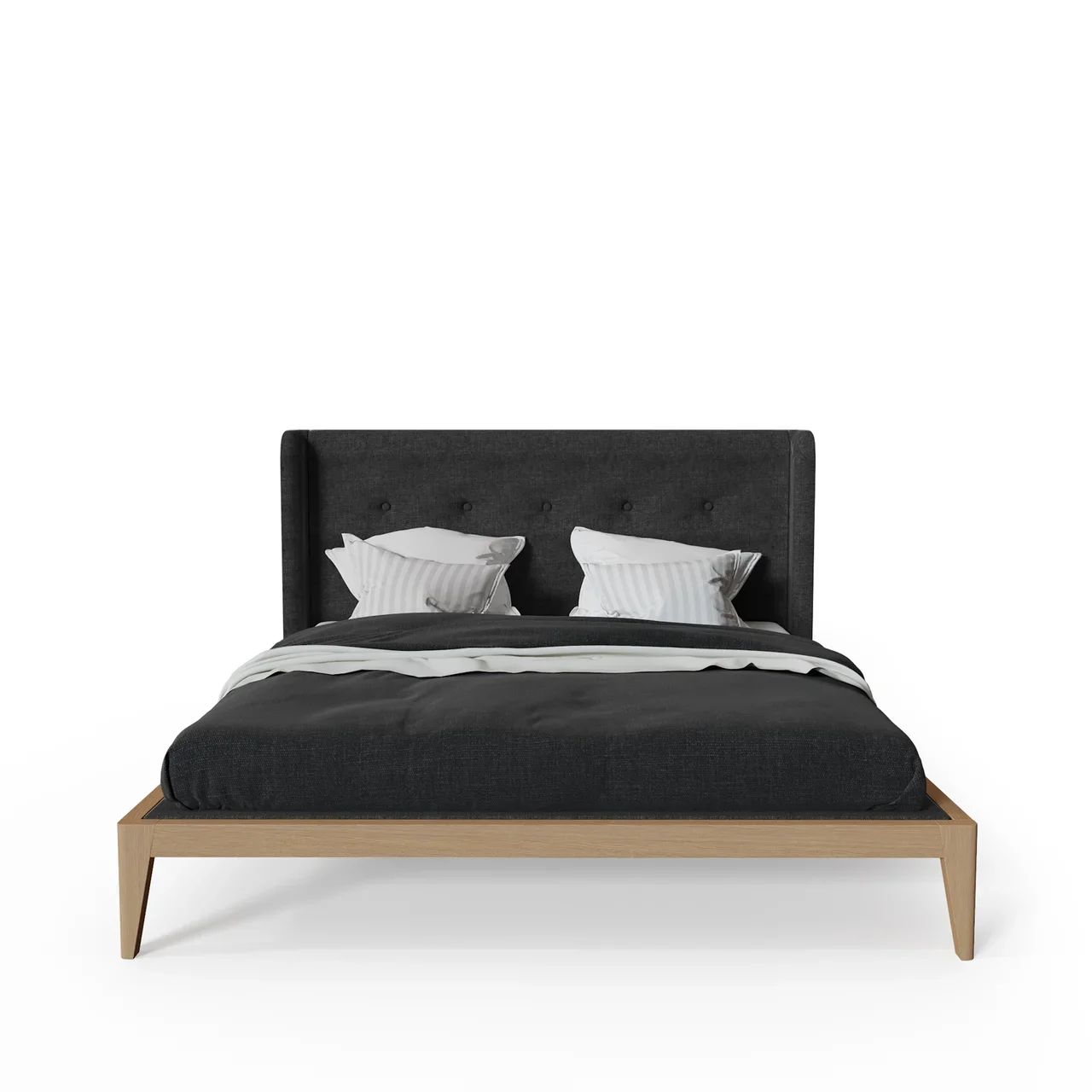 Кровать двуспальная с мягким изголовьем 160x200 темно-серая Fly soft new BRAGIN DESIGN ДИЗАЙНЕРСКИЕ 256413 Бежевый;черный  - Вид №2