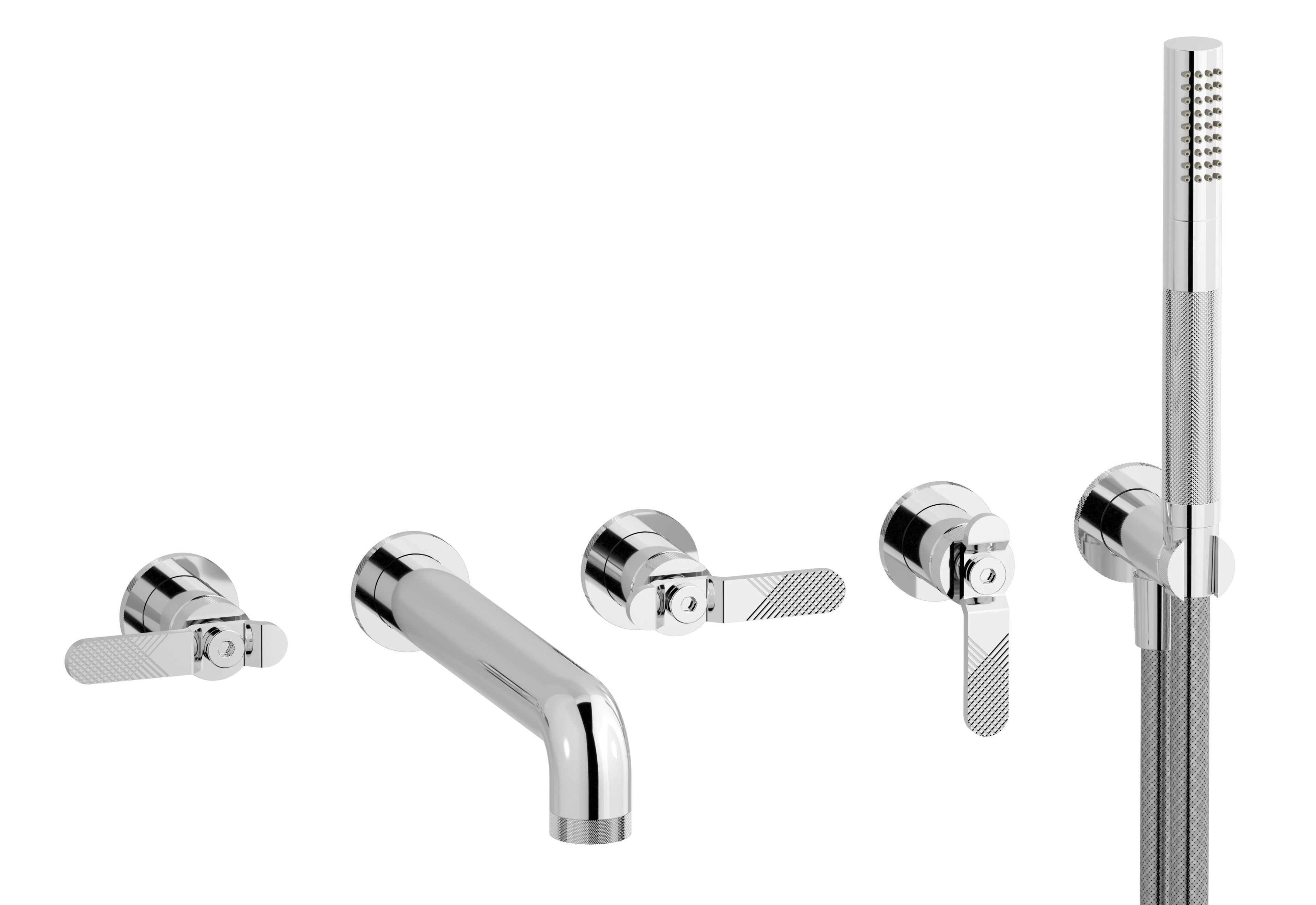 Настенный смеситель для ванны с 5 отверстиями и ручным душем IB Bold ARCH-00142517 - Вид №2