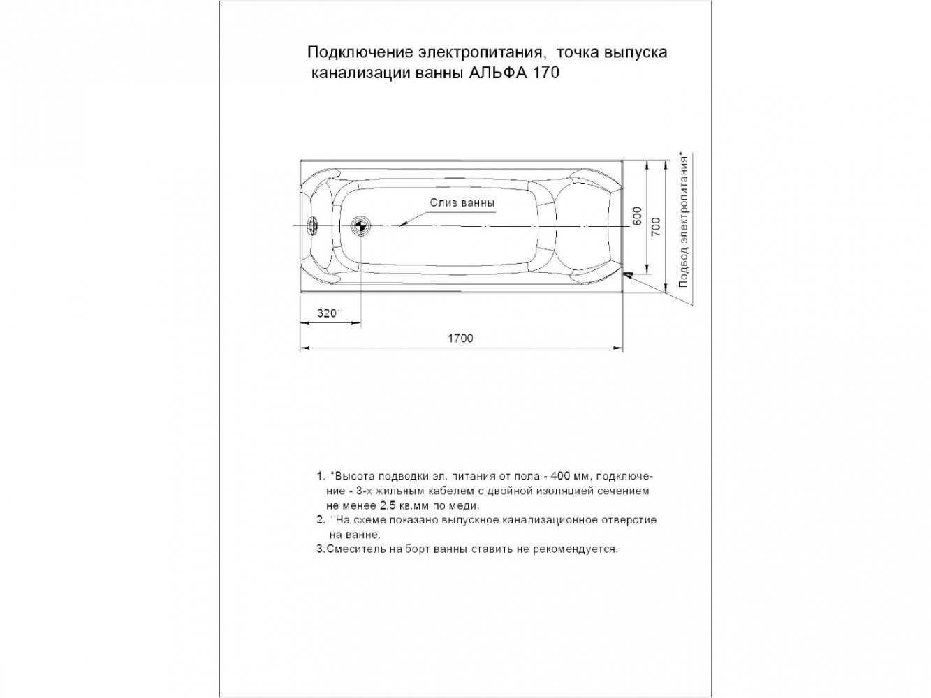 ALF170-0000062 Акриловая ванна акватек альфа 170 см (170х70 new) Акватек Альфа Santreyd - Вид №6