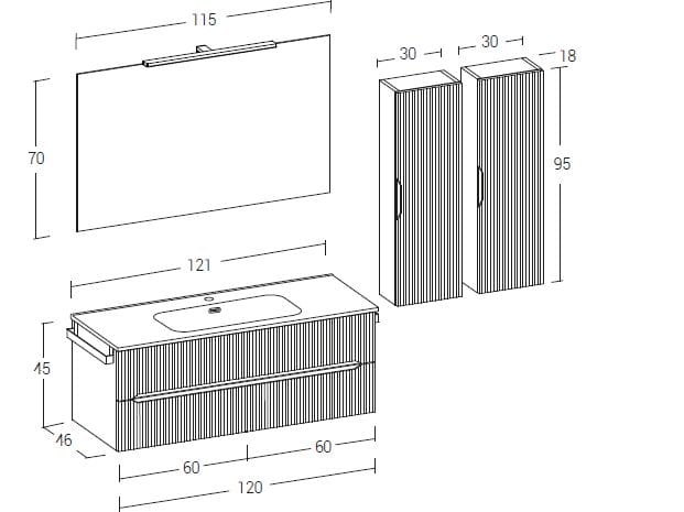 Деревянный подвесной туалетный столик с зеркалом LEGNOBAGNO Verso ARCH-00082083 - Вид №2