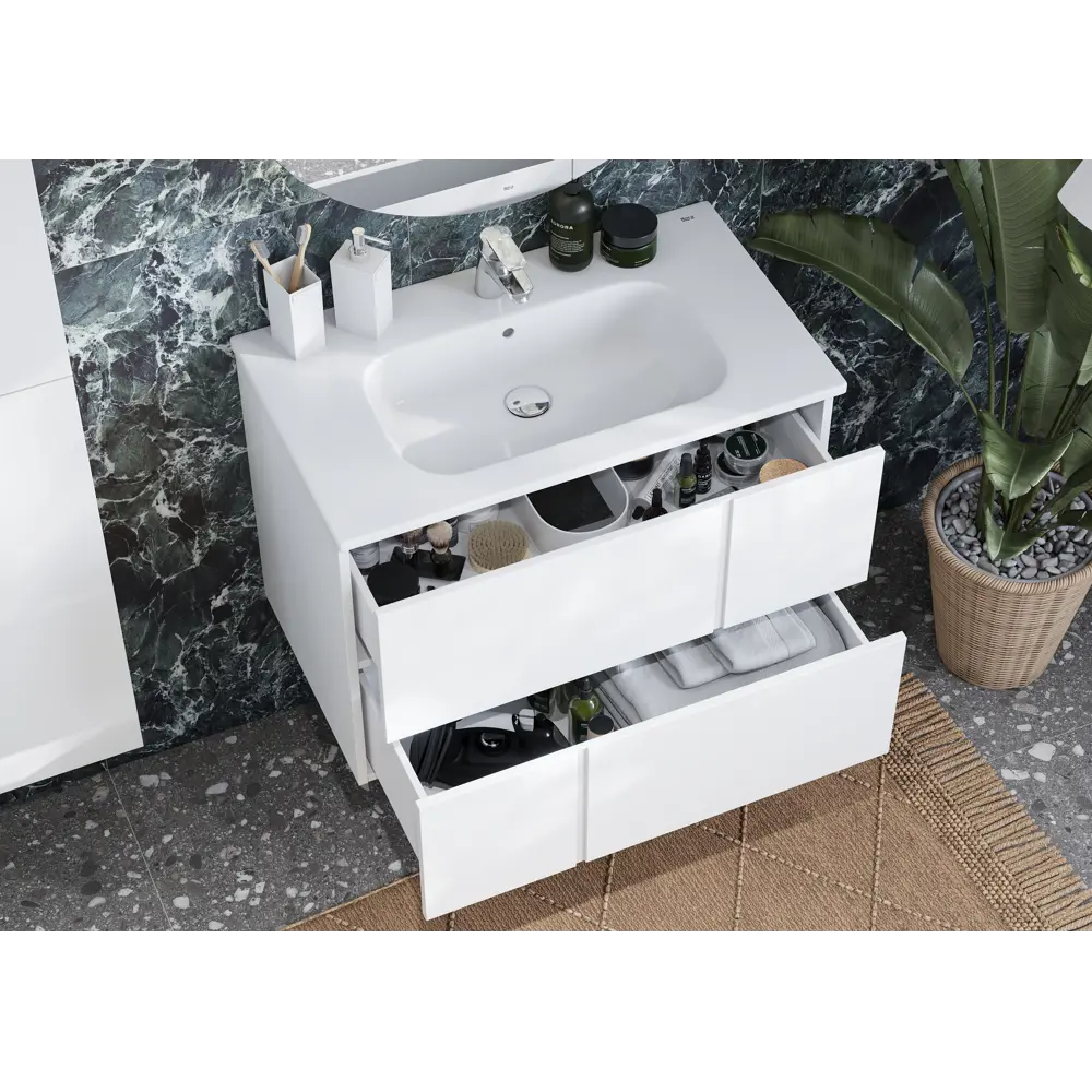 Тумба под раковину подвесная Roca Pilar 80 см цвет белый STLM-2017371 - Вид №7