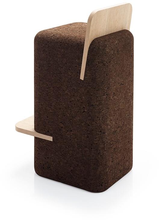 BlackCork Табурет из пробкового дерева со спинкой Cut sun-id-1492956 - Вид №1